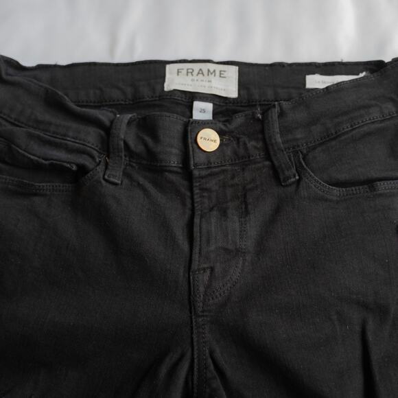 Frame Le Skinny De Jeanne Noir Black Distressed Skinny Jeans 25 - Picture 7 of 11
